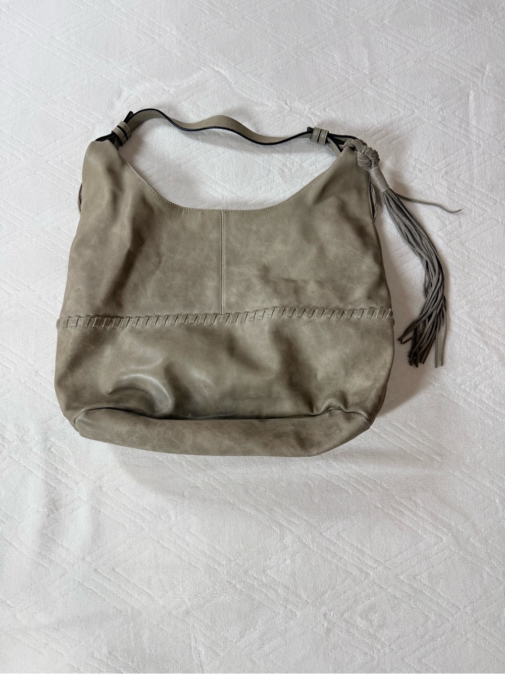 DV Dolce Vita Slouchy Hobo Bag Gray Tassel Western Chic Casual Festival